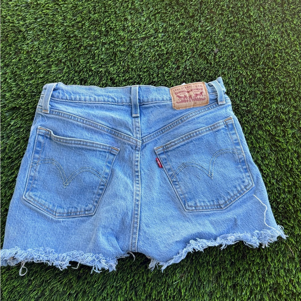 Levi's Light Blue Frayed Jean Shorts